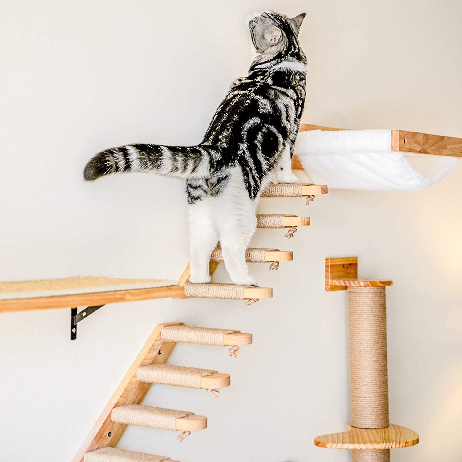 Wooden Wall-Mounted Cat Ladder