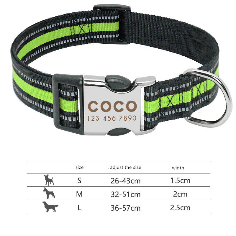 Reflective nylon pet collar