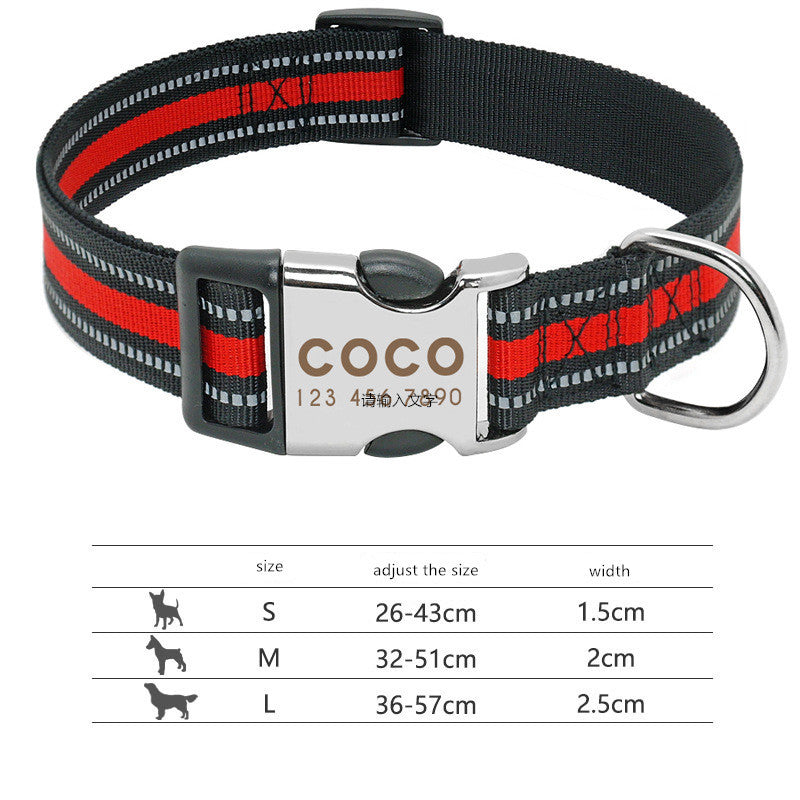 Reflective nylon pet collar