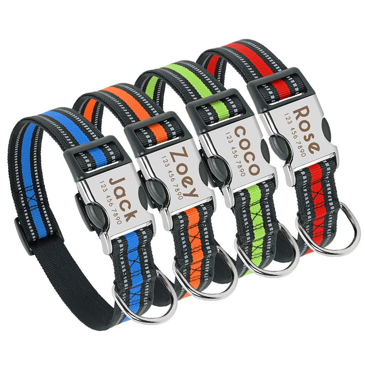 Reflective nylon pet collar