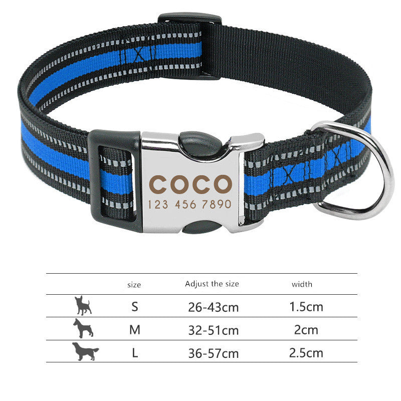 Reflective nylon pet collar