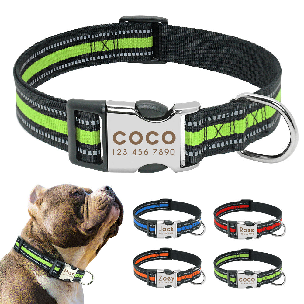 Reflective nylon pet collar
