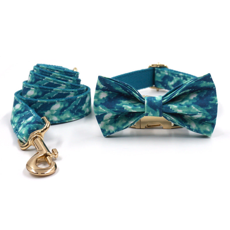 Pet collar leash with bow