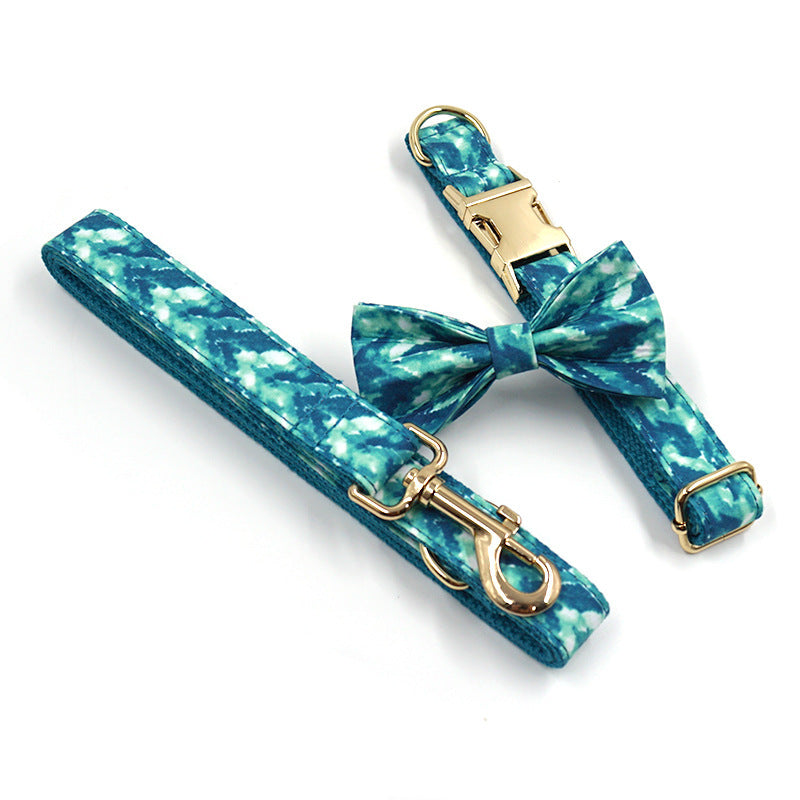 Pet collar leash with bow